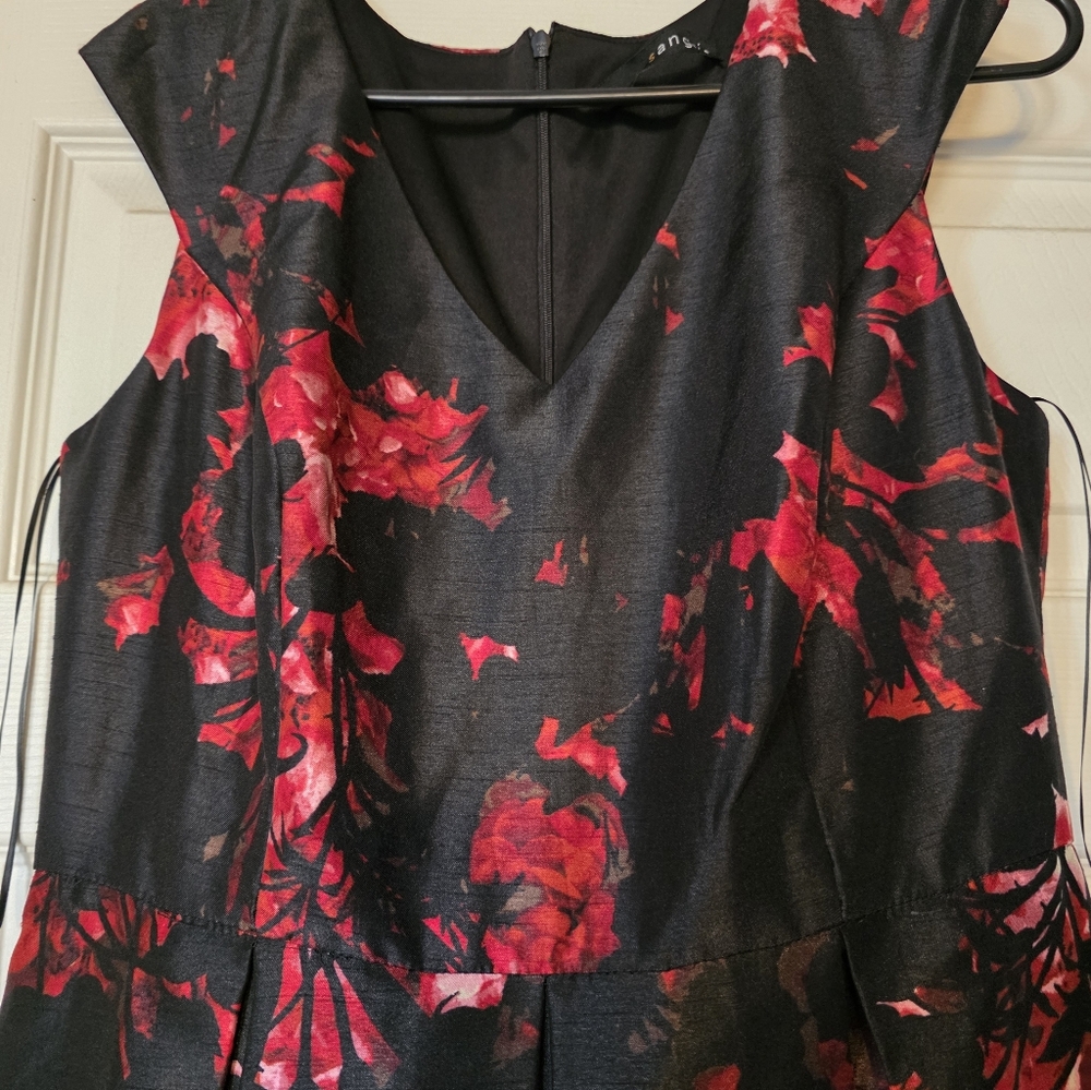 Elegant Black and Red Floral Dress